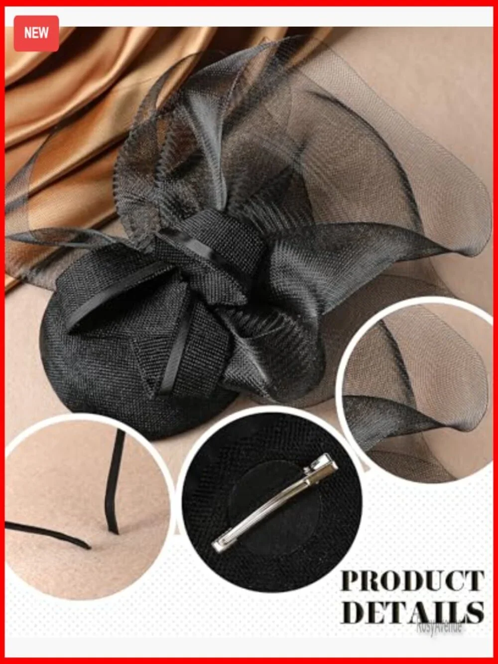 Derby Fascinator Hat with Mesh Crown for Tea Parties and Events